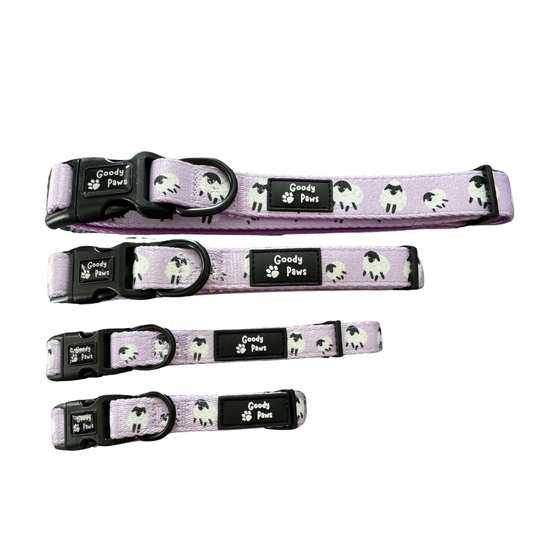 Lilac Sheep Adjustable Dog Collar