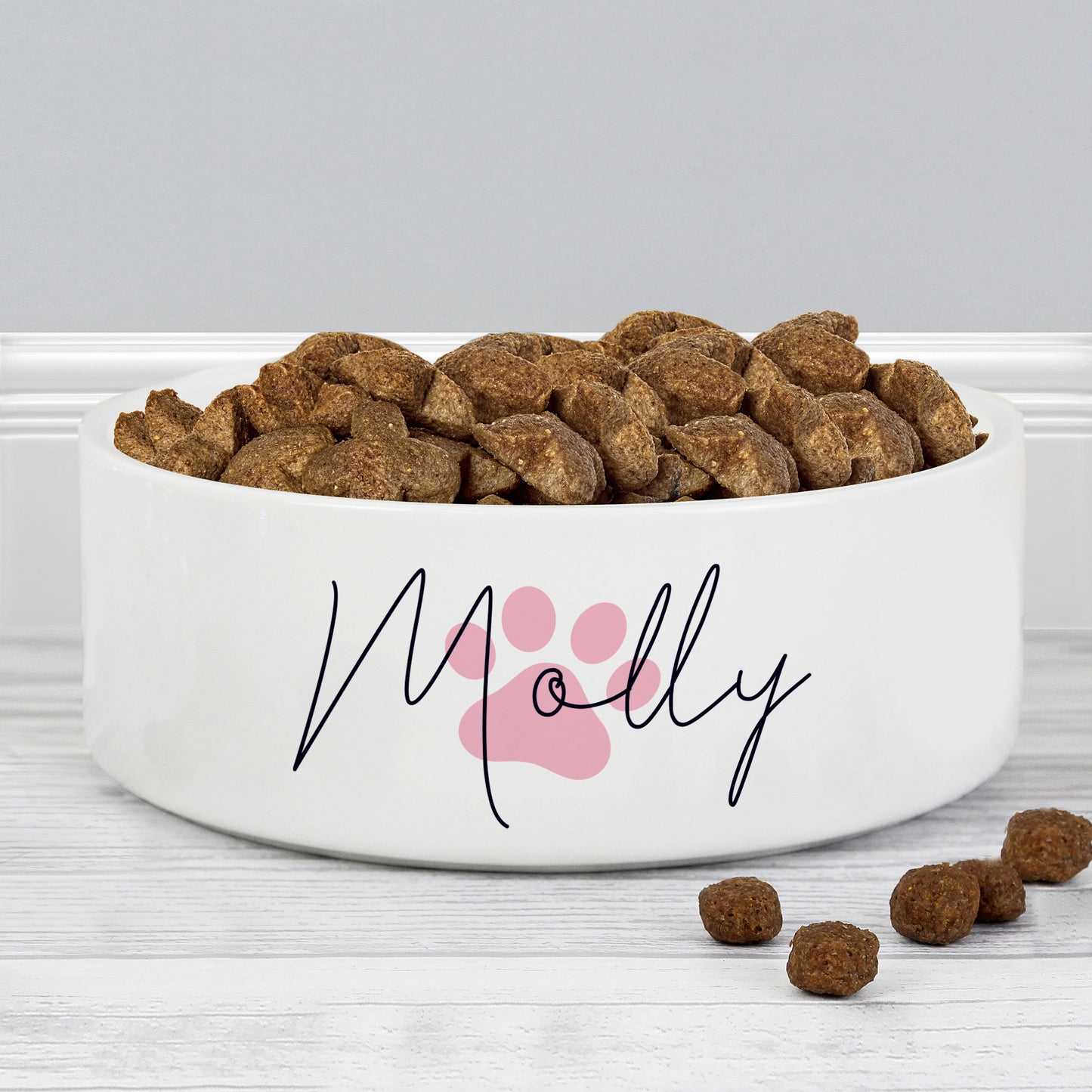 Personalised Pink Paw Print Pet Bowl