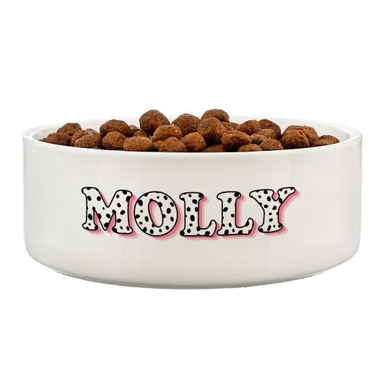 Personalised Pink Spot Pet Bowl