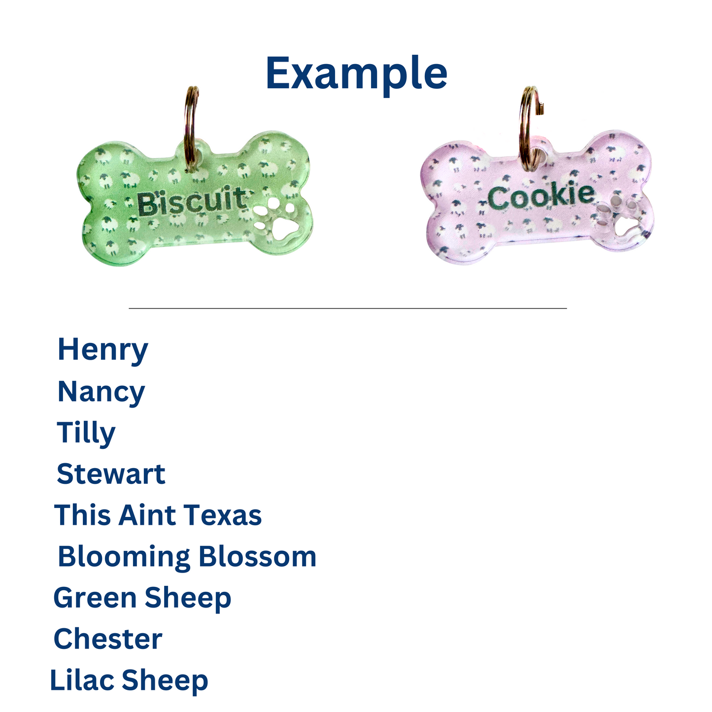 Custom Acrylic Pet ID Tag – Bone Shape with Pattern