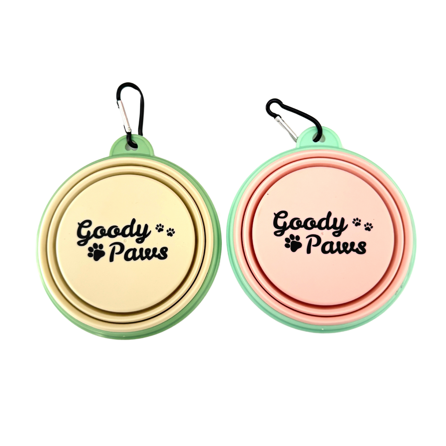 🐾 Goody Paws Pink and Beige Collapsible Travel Bowl – Hydration On the Go!