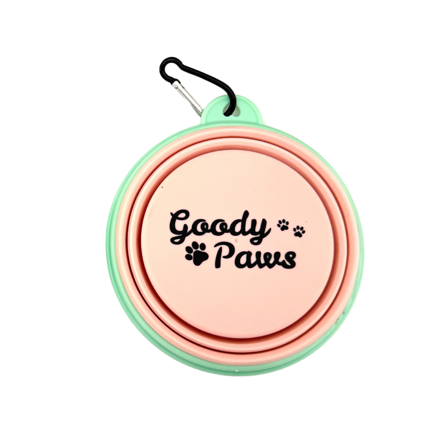 🐾 Goody Paws Pink and Beige Collapsible Travel Bowl – Hydration On the Go!