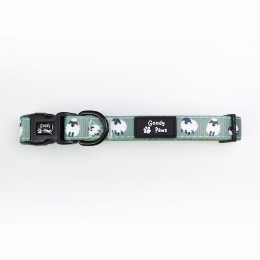 Green Sheep Adjustable Dog Collar