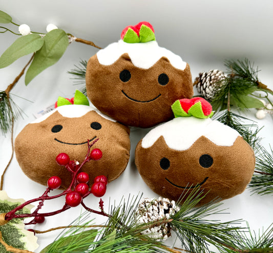 Mini Christmas Pudding Plush Dog Toy