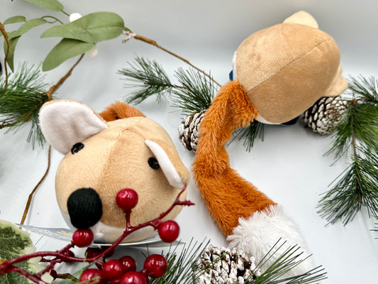 Squeaky Fox Plush Dog Toy