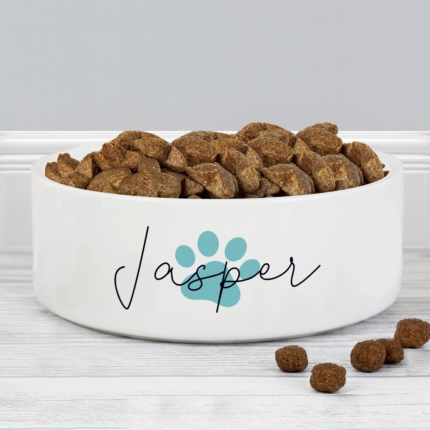 Personalised Blue Paw Print Pet Bowl