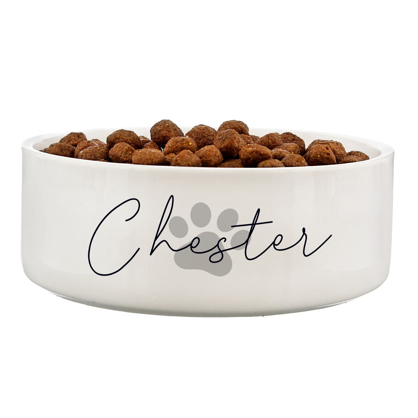 Personalised Grey Paw Print Pet Bowl