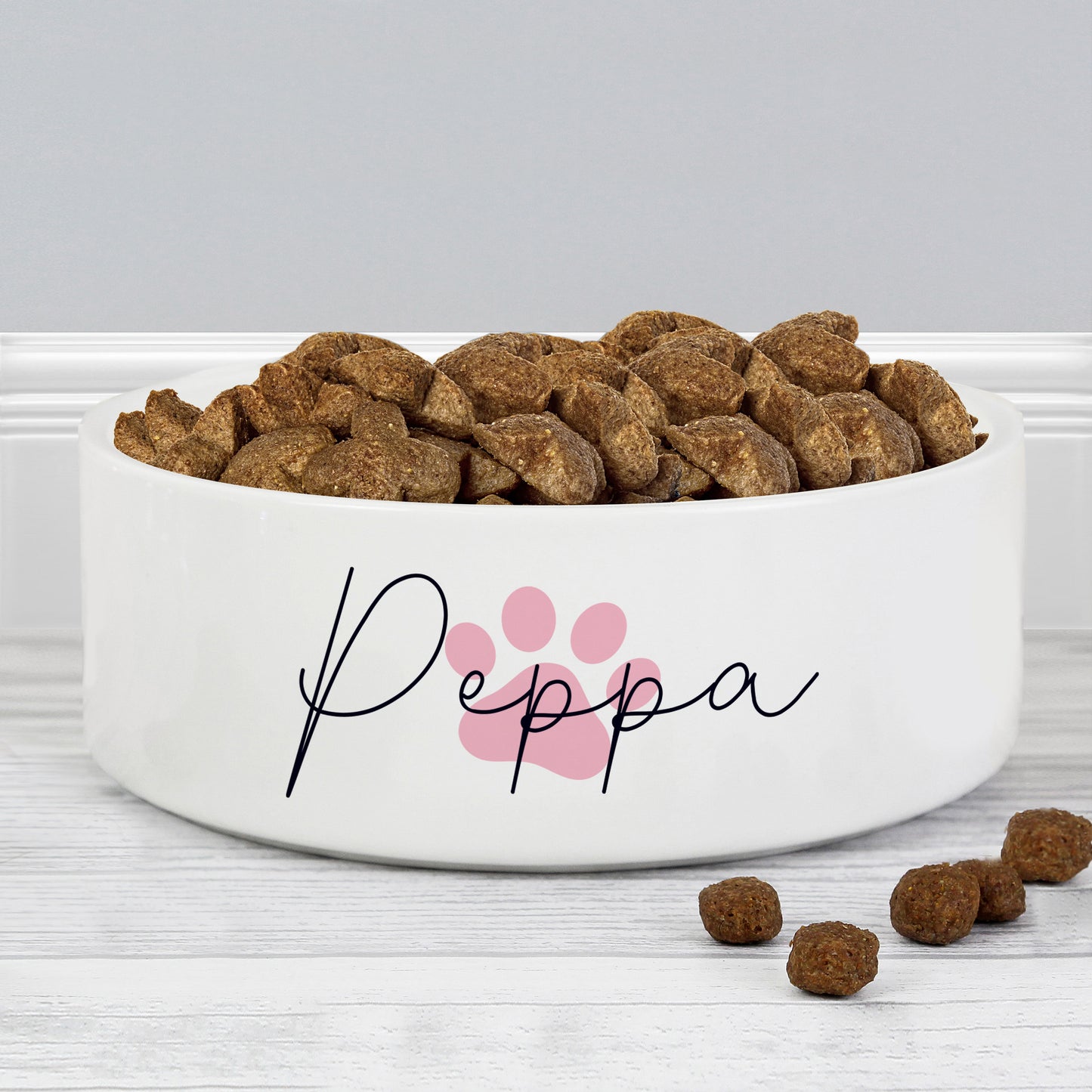 Personalised Pink Paw Print Pet Bowl