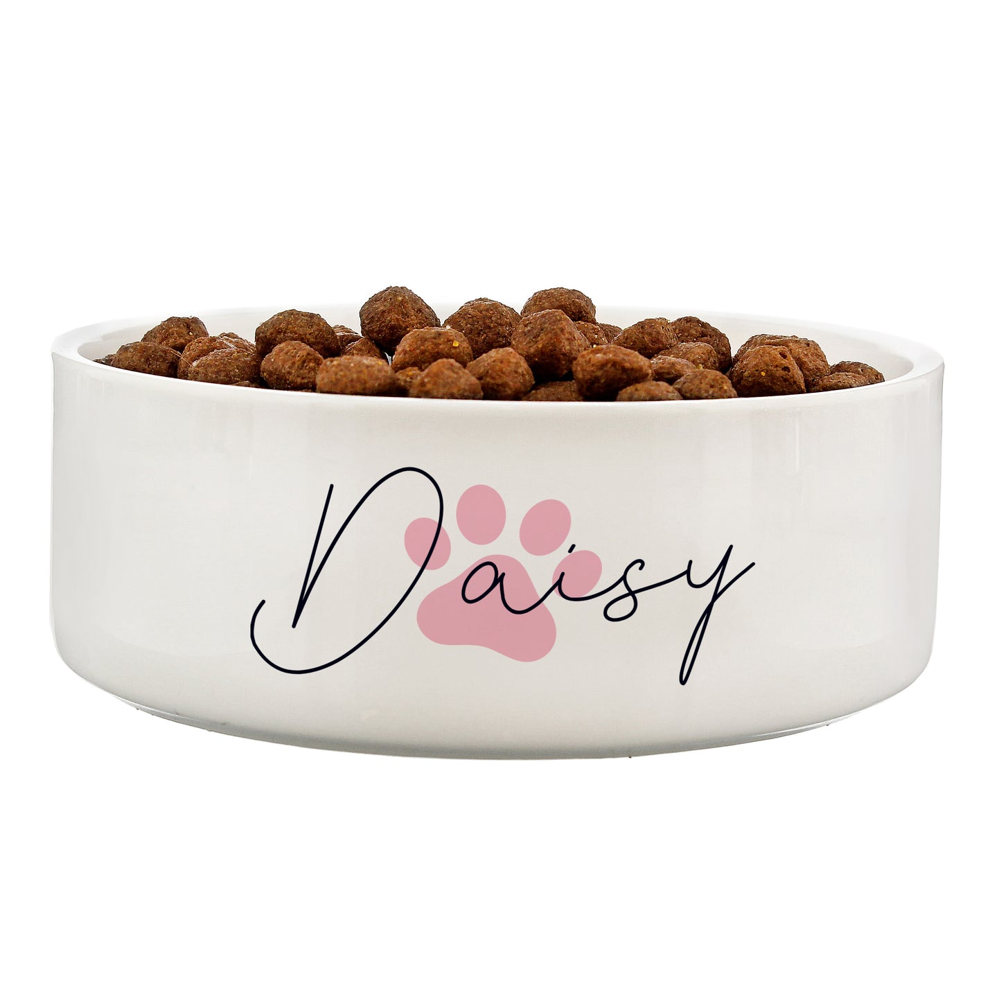 Personalised Pink Paw Print Pet Bowl