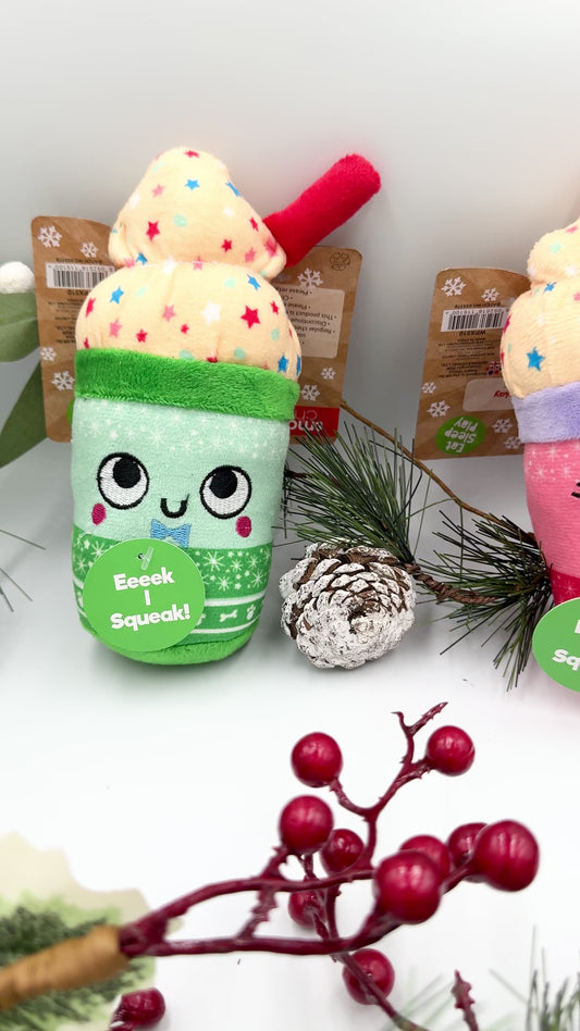 Squeaky Coffee Plush Dog Toy
